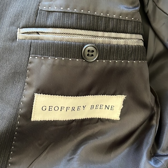 Mens suit blazer jacket black pin stripe detail 40 short wool - Picture 4 of 9